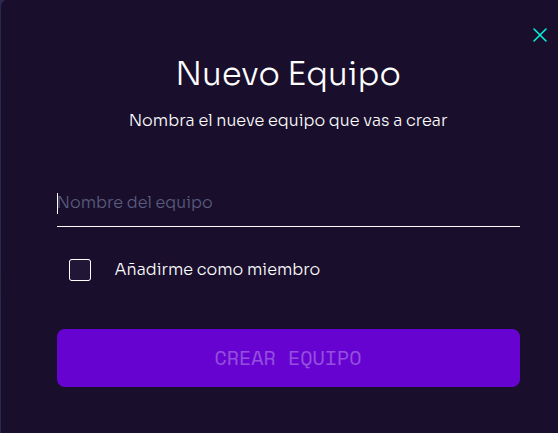 Team Creation Pop-up