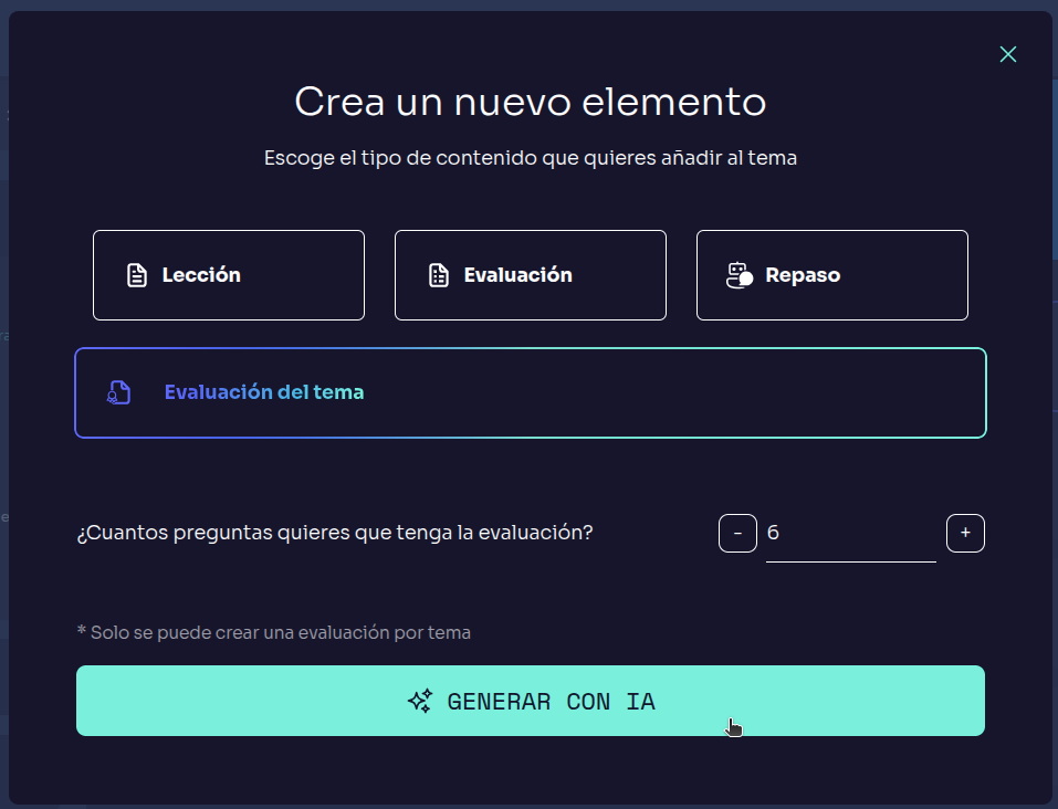Creación de Evaluación de Tema en EduKami