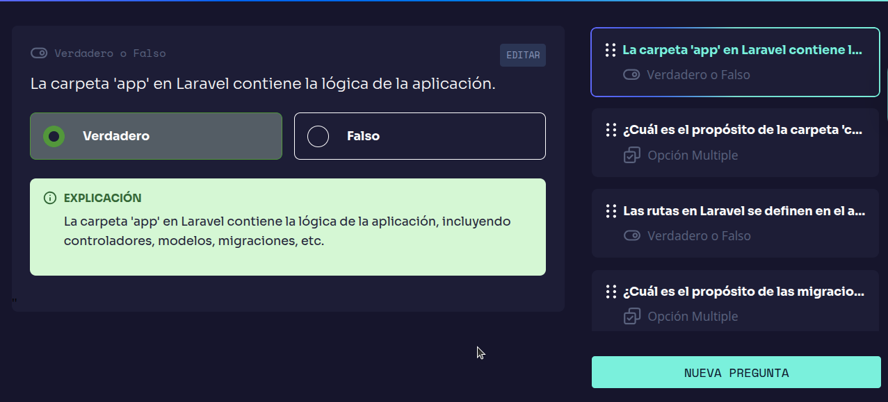 Edición de Evaluación en EduKami