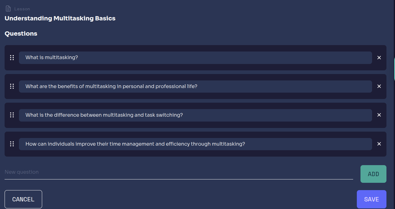 Edición de Resumen de Tema en EduKami