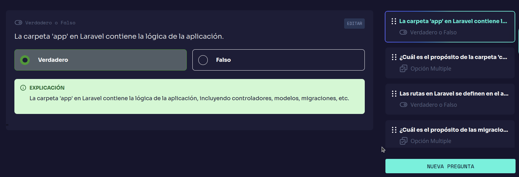 Edición de Evaluación de Tema en EduKami