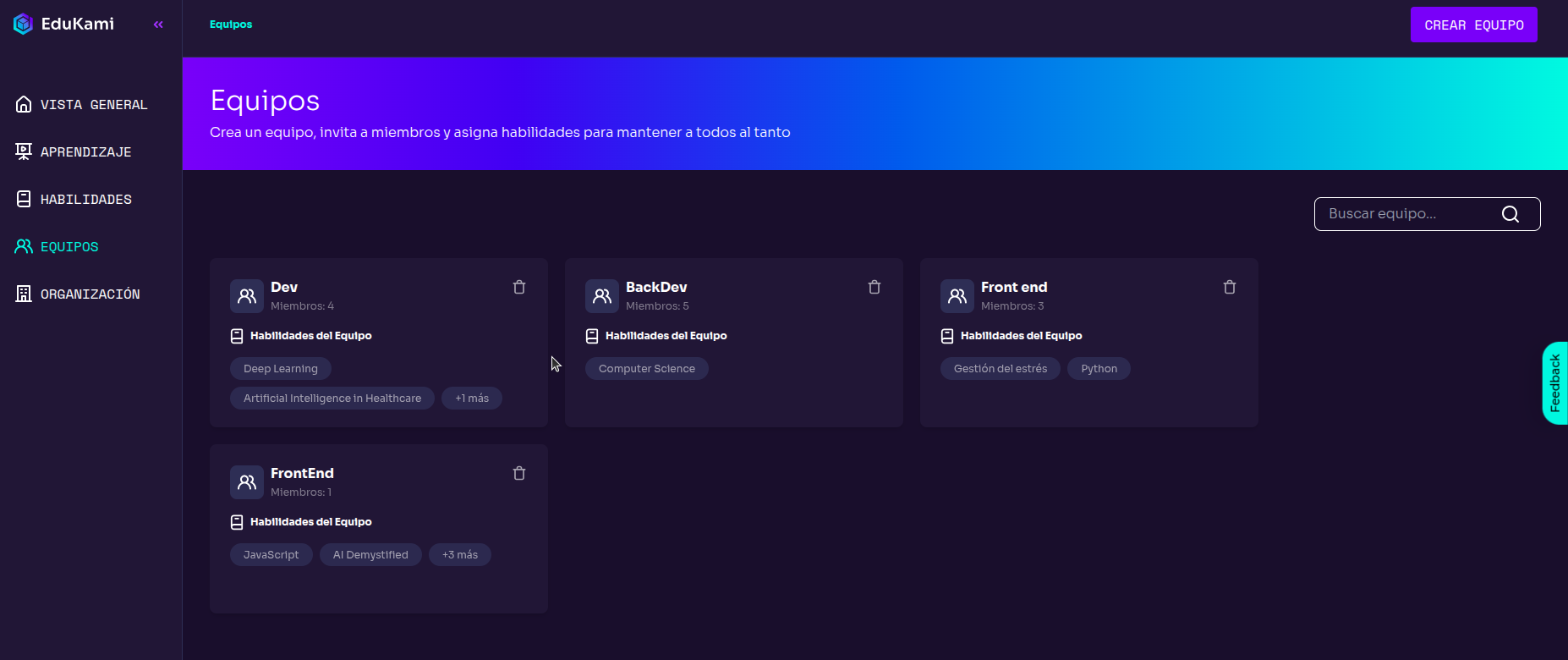 Team Creation Pop-up